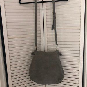 Shoulder Strap Grey Leather Purse